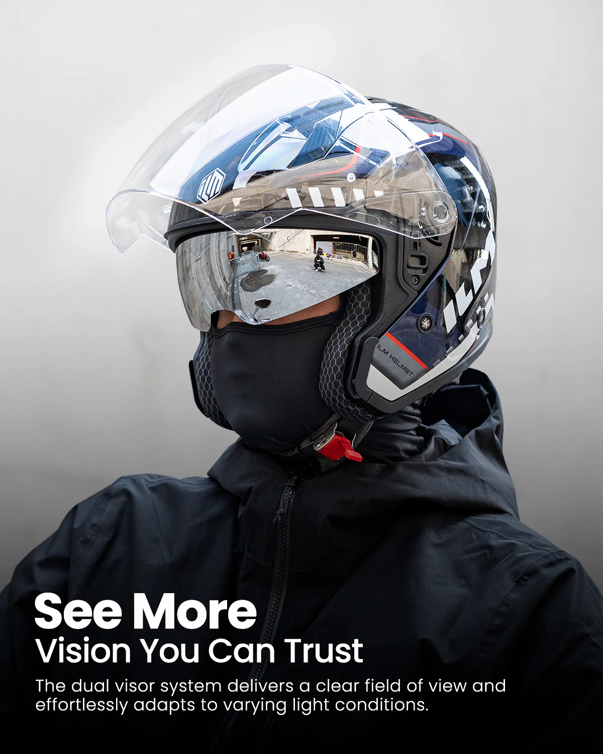 ILM Open Face Motorcycle 3/4 Helmet Model MO325 - Image 12