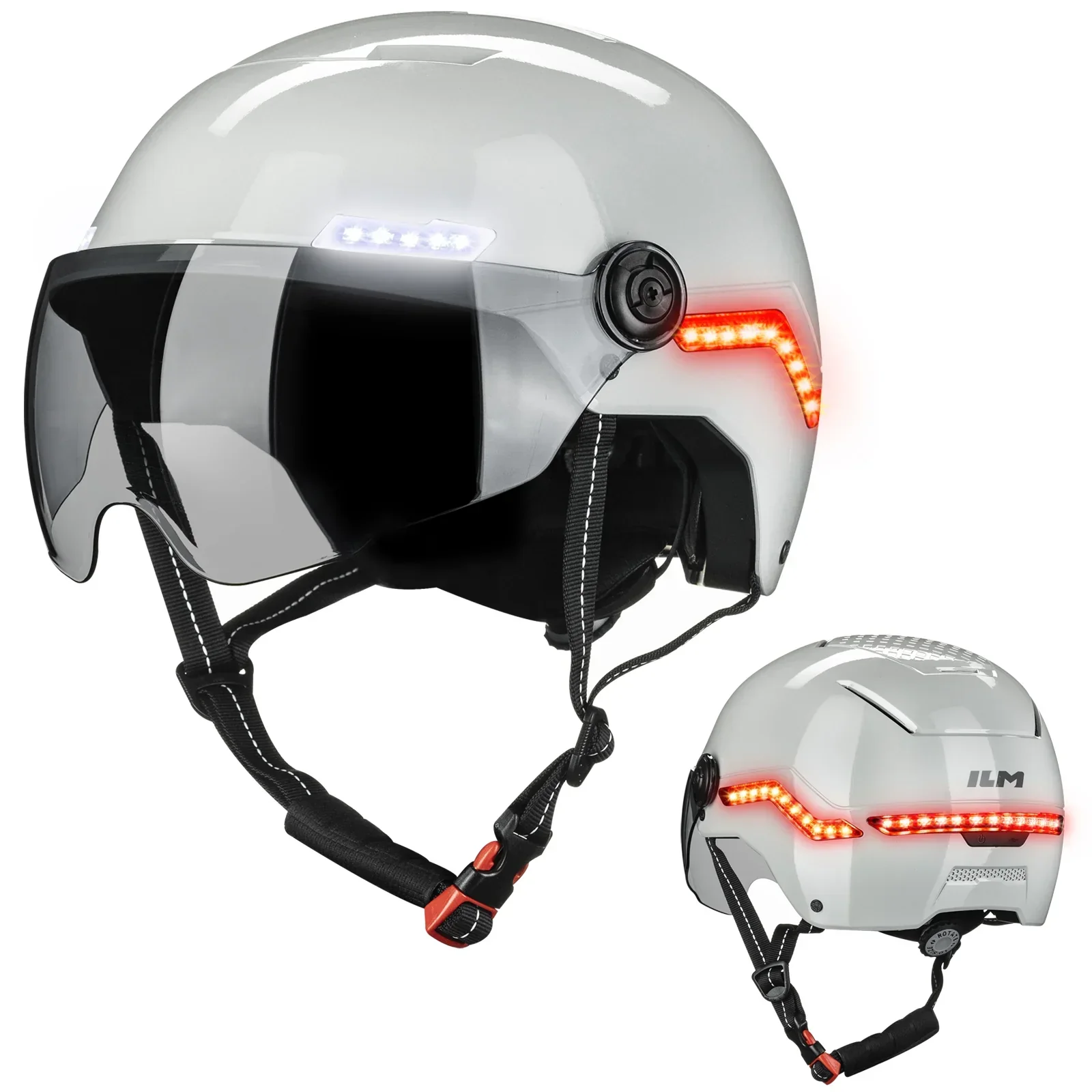 ILM Smart Adult Bike Helmet Front Side Rear LED Light with Automatic G-Sensor Turn Signal & Brake Warning Road Cycling Model MB101L - Image 4