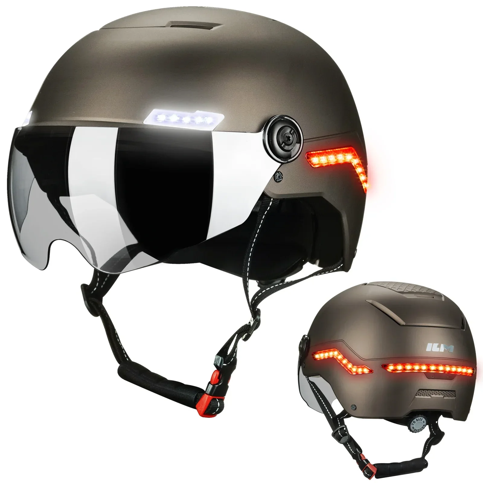 ILM Smart Adult Bike Helmet Front Side Rear LED Light with Automatic G-Sensor Turn Signal & Brake Warning Road Cycling Model MB101L - Image 5