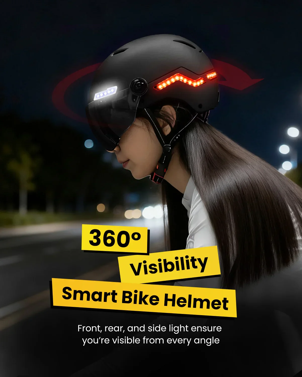 ILM Smart Adult Bike Helmet Front Side Rear LED Light with Automatic G-Sensor Turn Signal & Brake Warning Road Cycling Model MB101L - Image 7