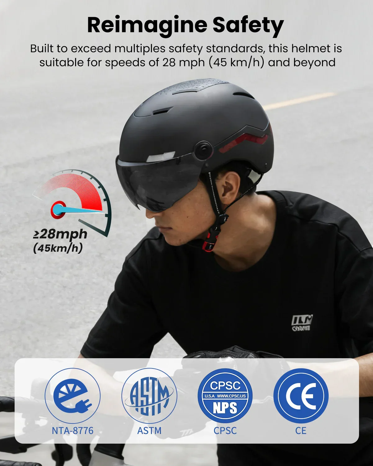 ILM Smart Adult Bike Helmet Front Side Rear LED Light with Automatic G-Sensor Turn Signal & Brake Warning Road Cycling Model MB101L - Image 8