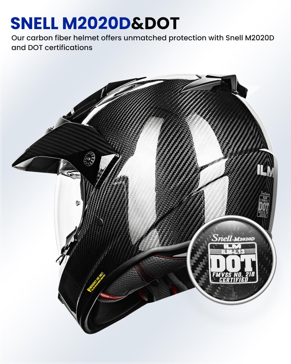 ILM Carbon Fiber Snell M2020D Full Face Motorcycle Adventure Helmet Model L13 - Image 4