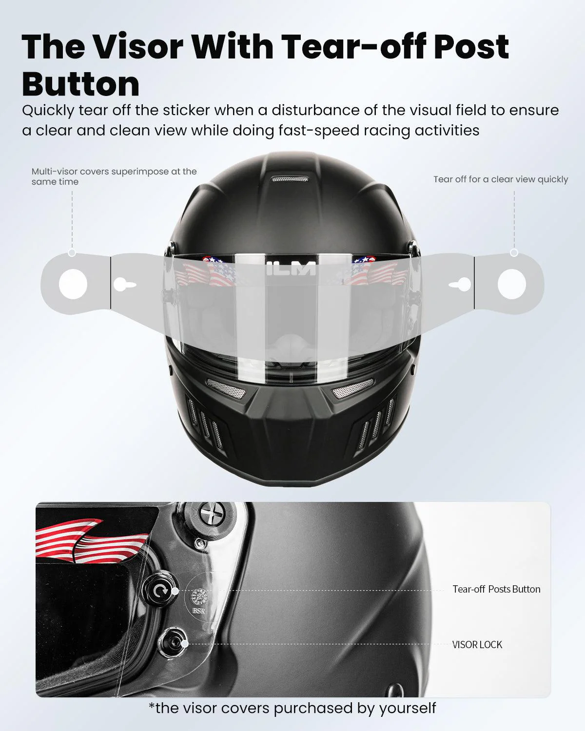 ILM Snell SA2020 Approved Auto Racing Lightweight Fiberglass Full Face Helmets Model 890 - Image 7