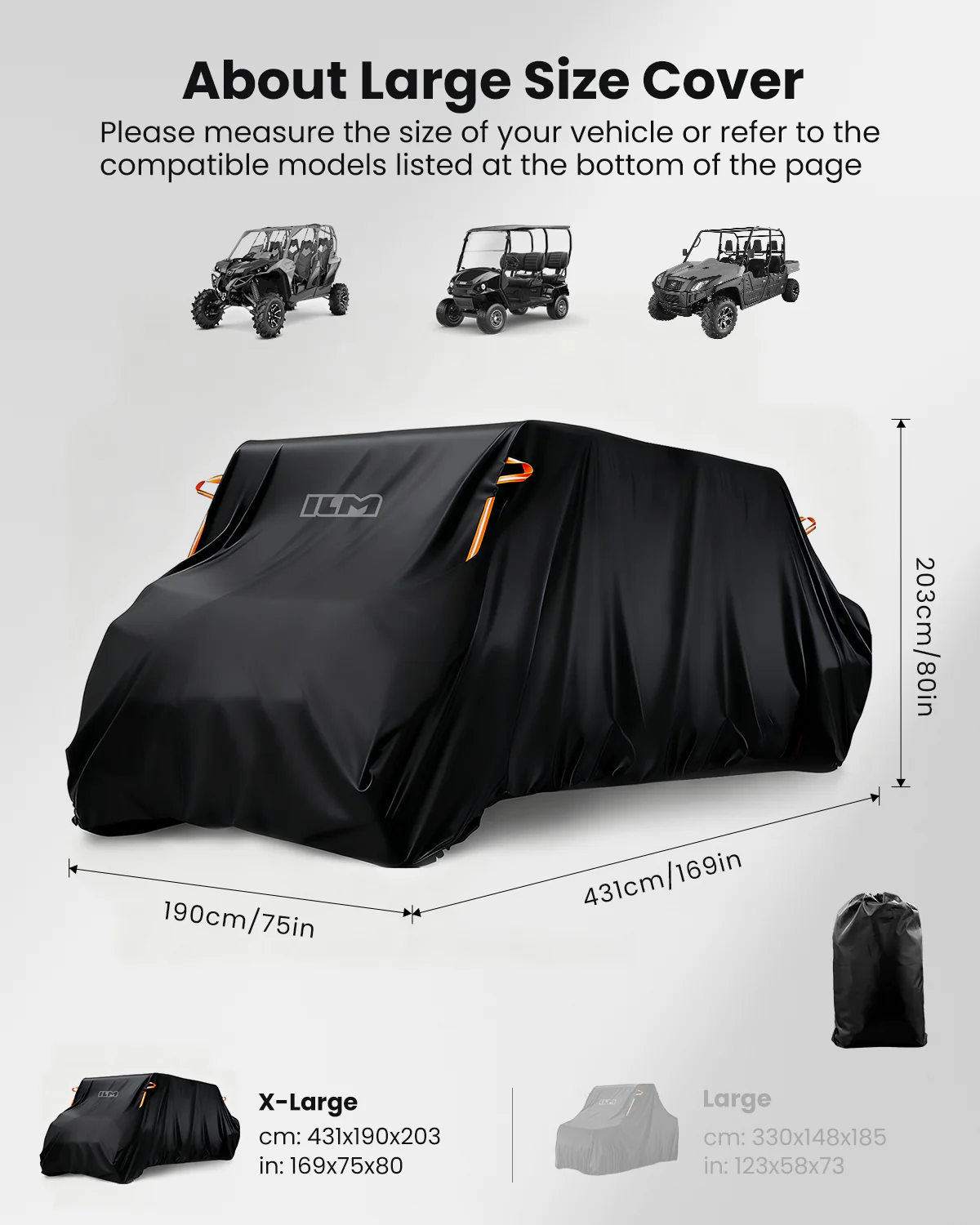 ILM UTV Cover Waterproof Windproof All-Weather Protection Compatible with Can Am Polaris Rhino Kawasaki Hisun 2-3 Seaters Model MC04 - Image 3