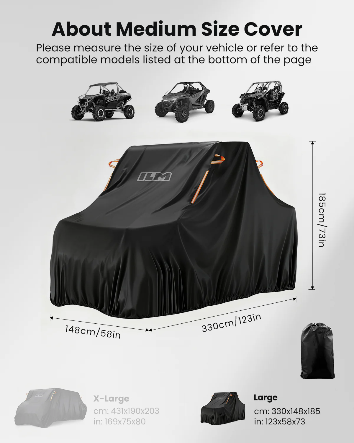 ILM UTV Cover Waterproof Windproof All-Weather Protection Compatible with Can Am Polaris Rhino Kawasaki Hisun 2-3 Seaters Model MC04 - Image 4