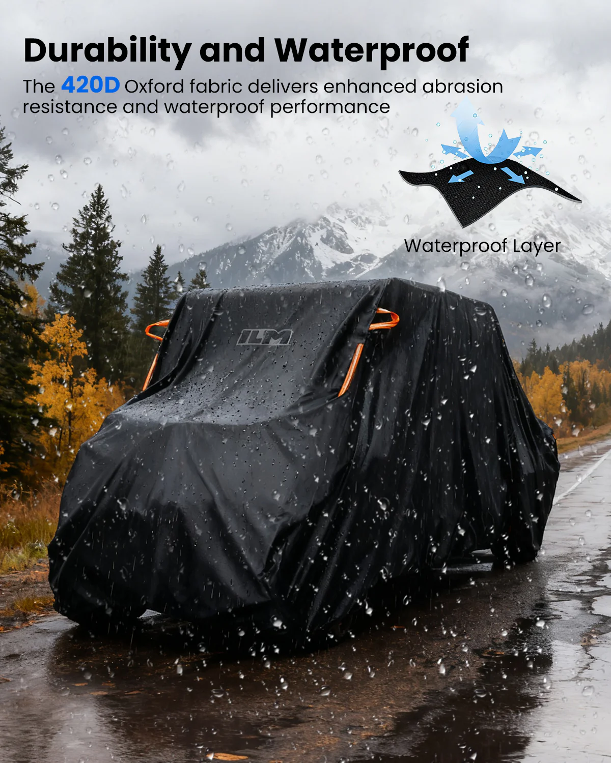 ILM UTV Cover Waterproof Windproof All-Weather Protection Compatible with Can Am Polaris Rhino Kawasaki Hisun 2-3 Seaters Model MC04 - Image 6