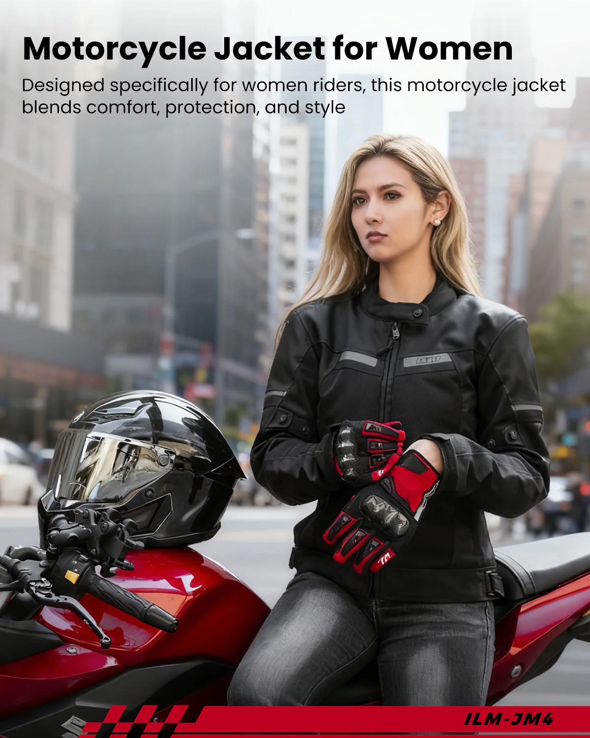 ILM Women Motorcycle Jacket with Armor CE Lightweight Moto Jacket Model JM4 - Image 5