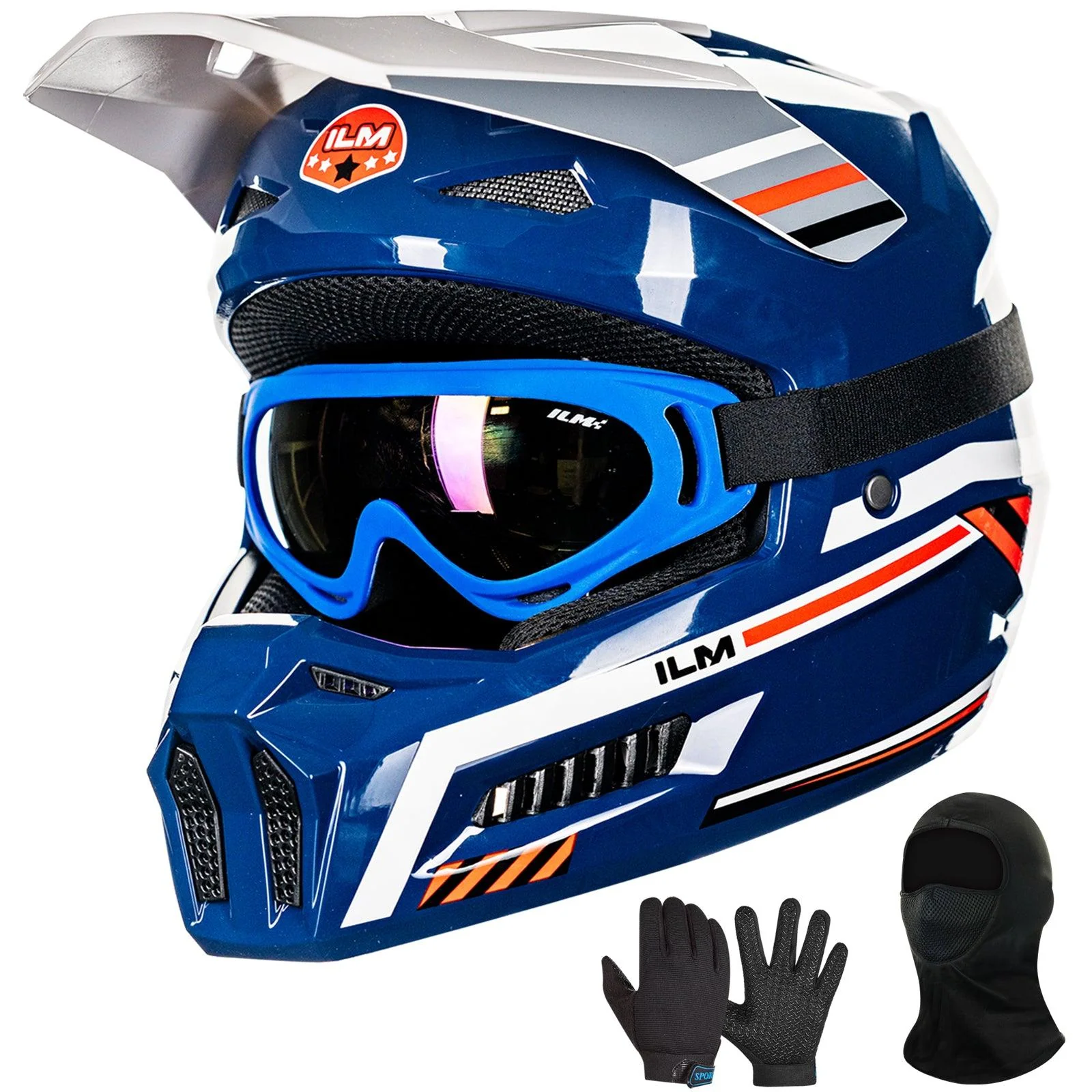ILM Youth Dirt Bike Helmets Kids ATV Helmet with Goggles Gloves Mask Model MT601Y - Image 5