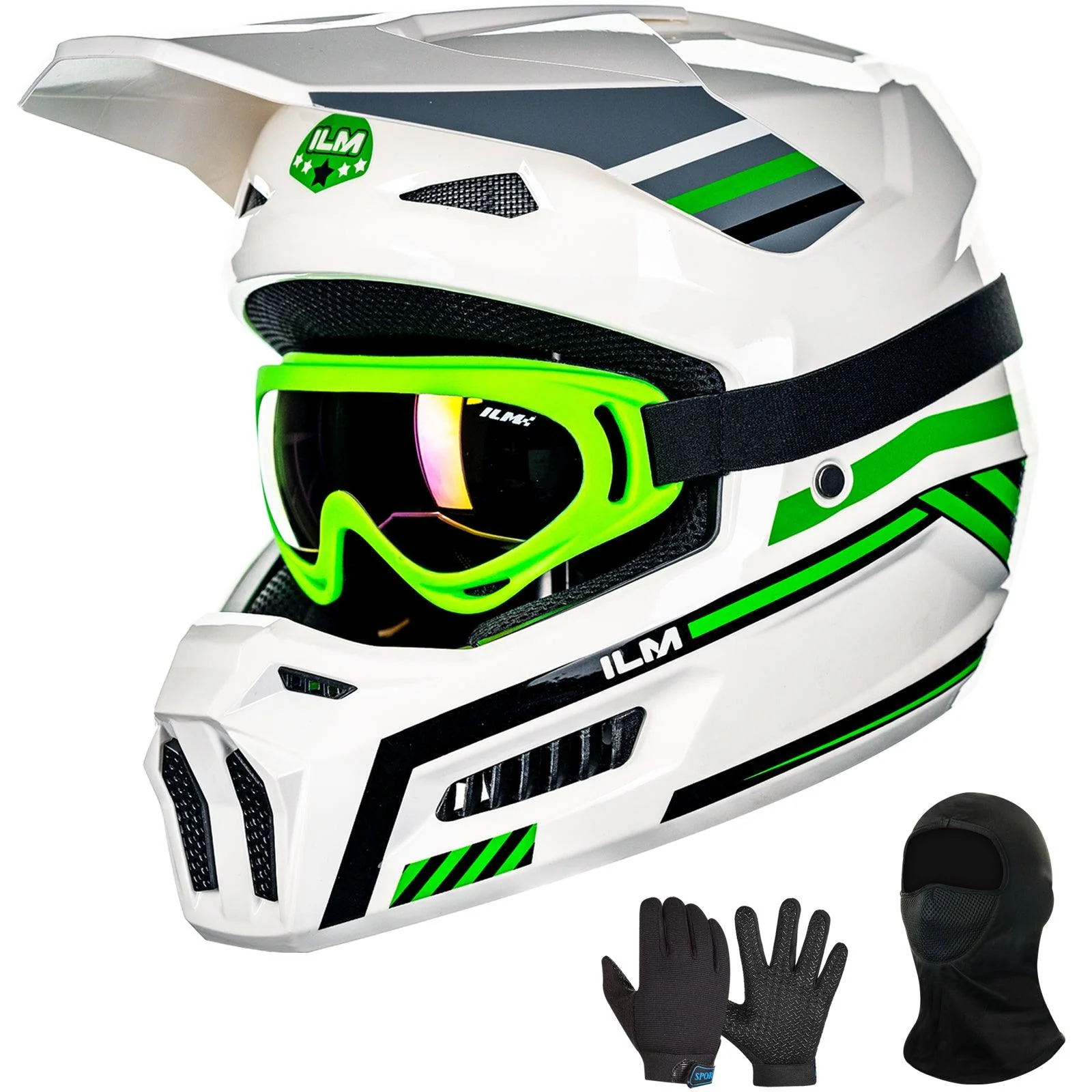 ILM Youth Dirt Bike Helmets Kids ATV Helmet with Goggles Gloves Mask Model MT601Y - Image 6