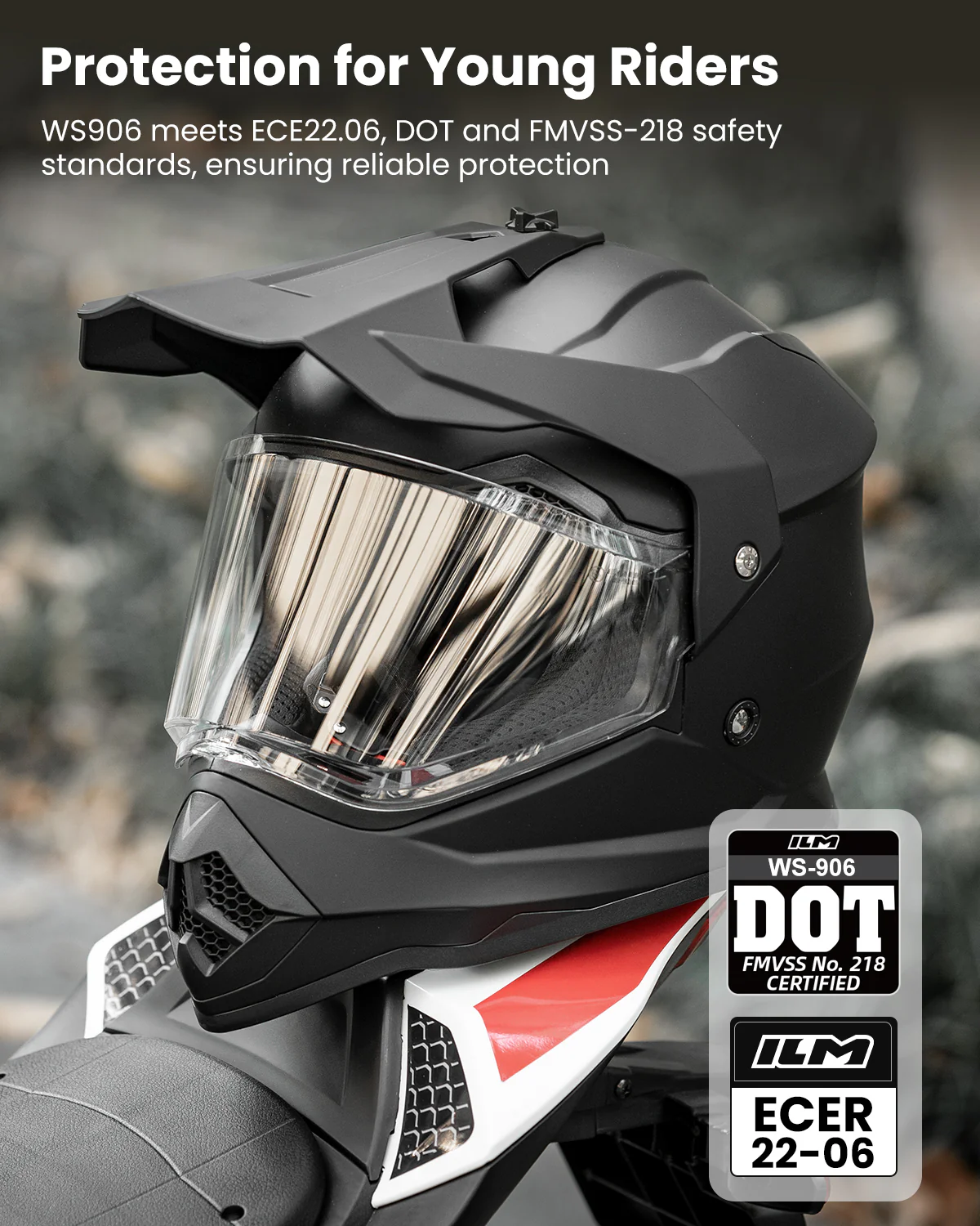 ILM Youth Dirt Bike Helmets ATV Motocross BMX Off Road Motorbike Model WS906 - Image 8