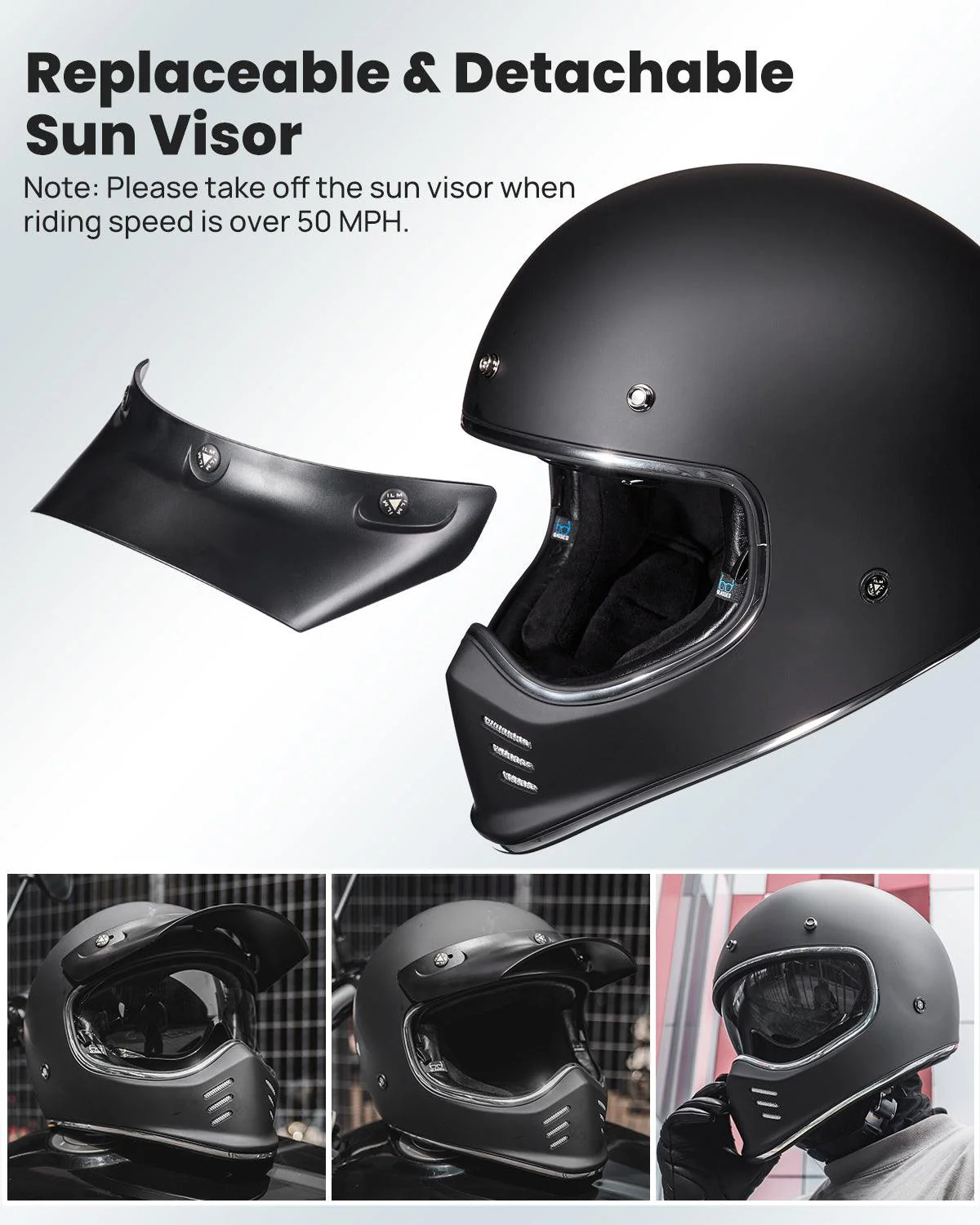 ILM Vintage Full Face Motorcycle Helmets Model Z502 - Image 9