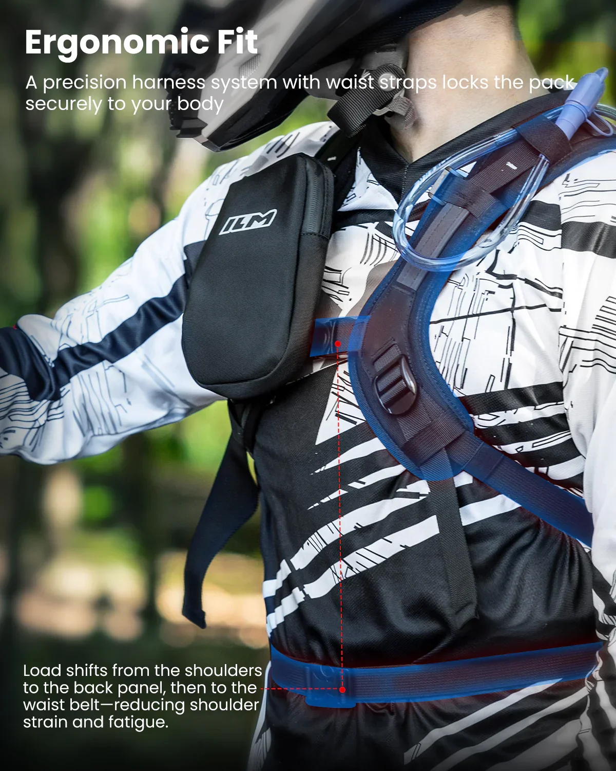ILM Motorcycle Adventure Backpack 9L Waterproof Bag for Men Women Dual Sport Hiking Model BP02 - Image 4