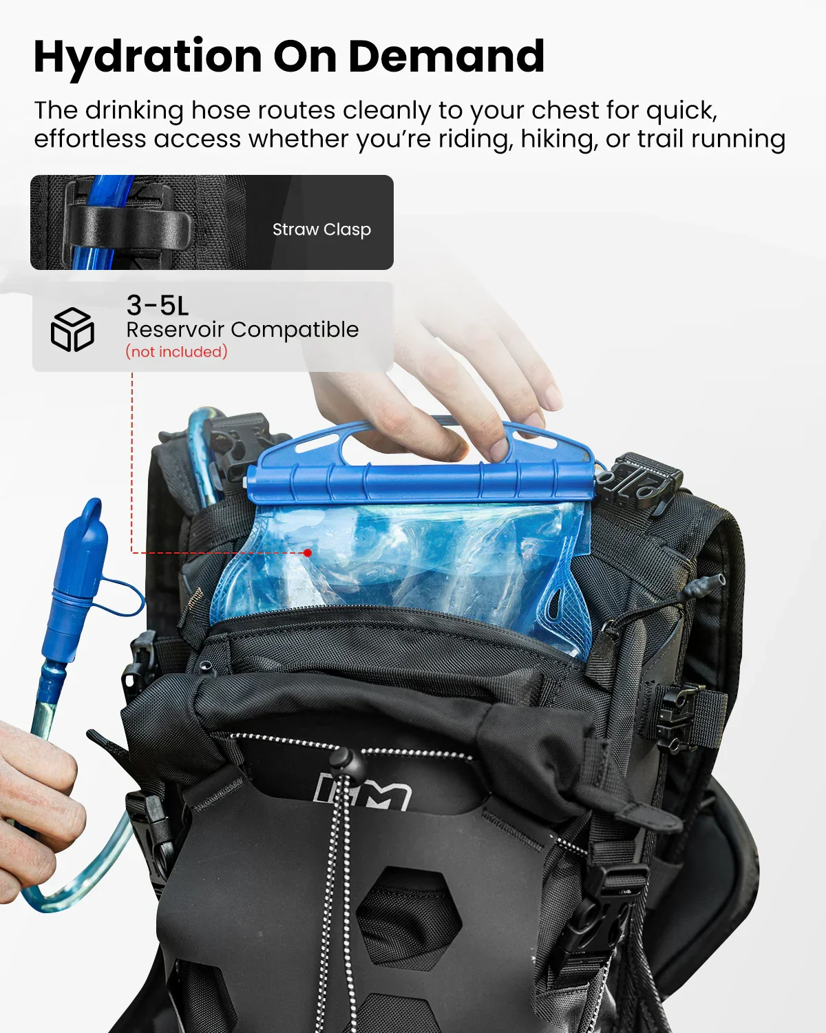 ILM Motorcycle Adventure Backpack 9L Waterproof Bag for Men Women Dual Sport Hiking Model BP02 - Image 5