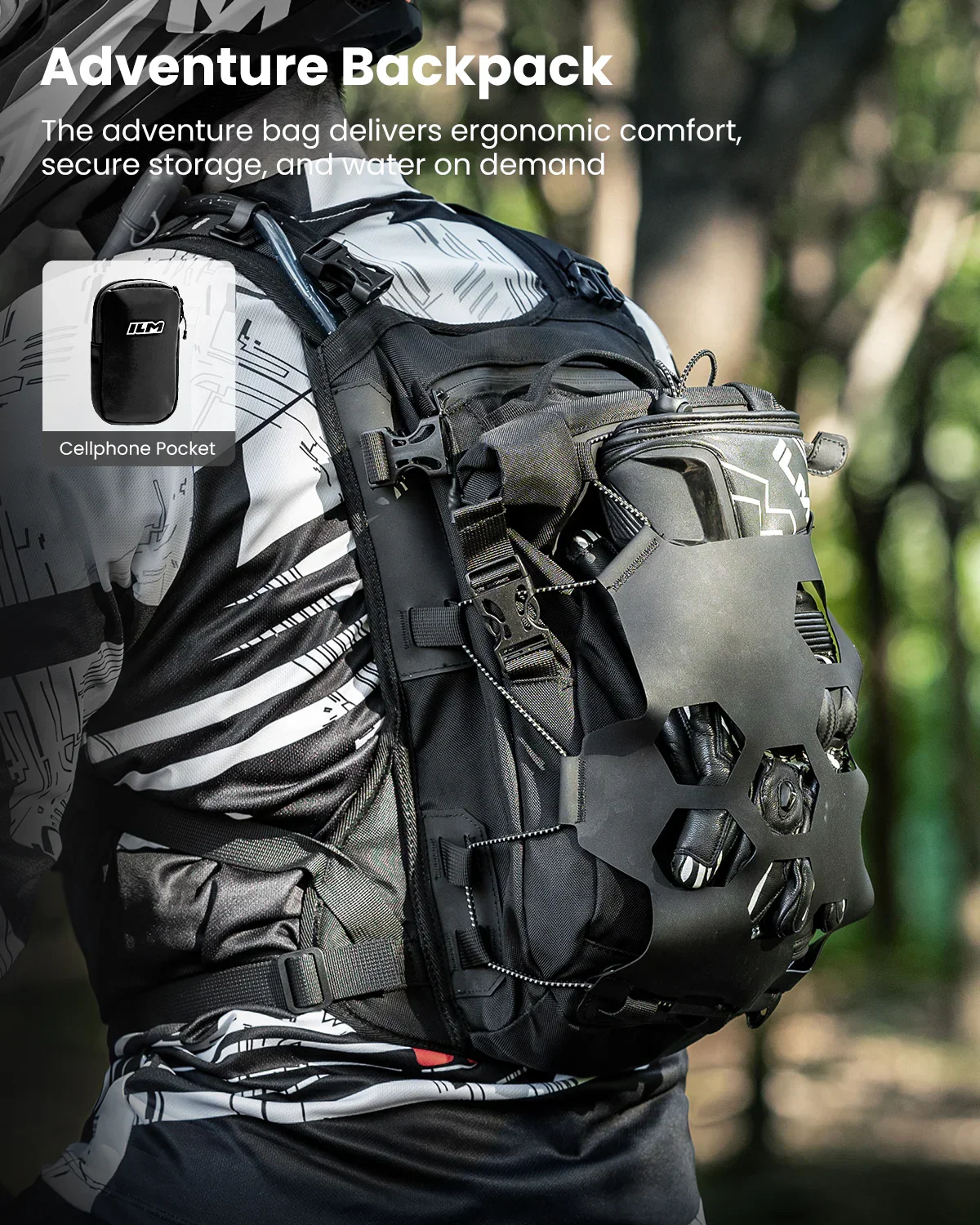 ILM Motorcycle Adventure Backpack 9L Waterproof Bag for Men Women Dual Sport Hiking Model BP02 - Image 9